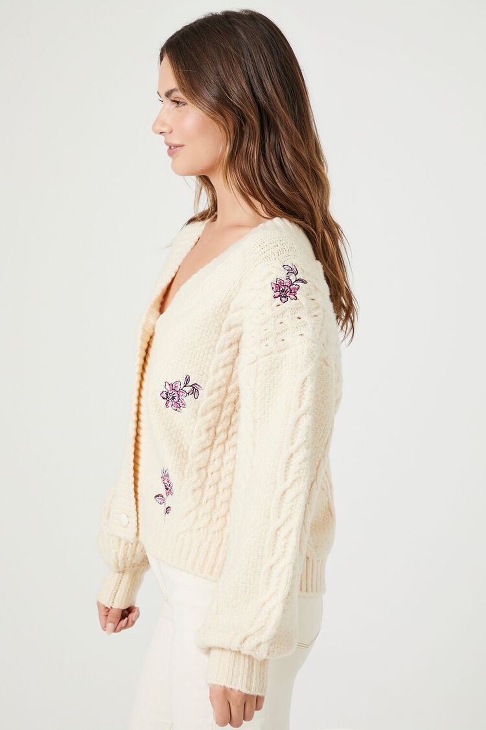 Floral Embroidered Cardigan Sweater